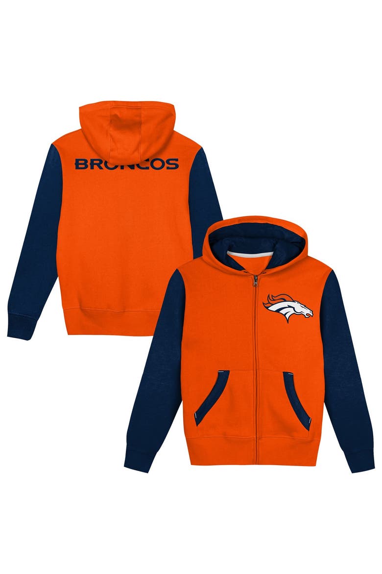 Toddler Outerstuff  Orange/College Navy Denver Broncos Stadium Colorblock Full-Zip Hoodie, Main, color, Orange