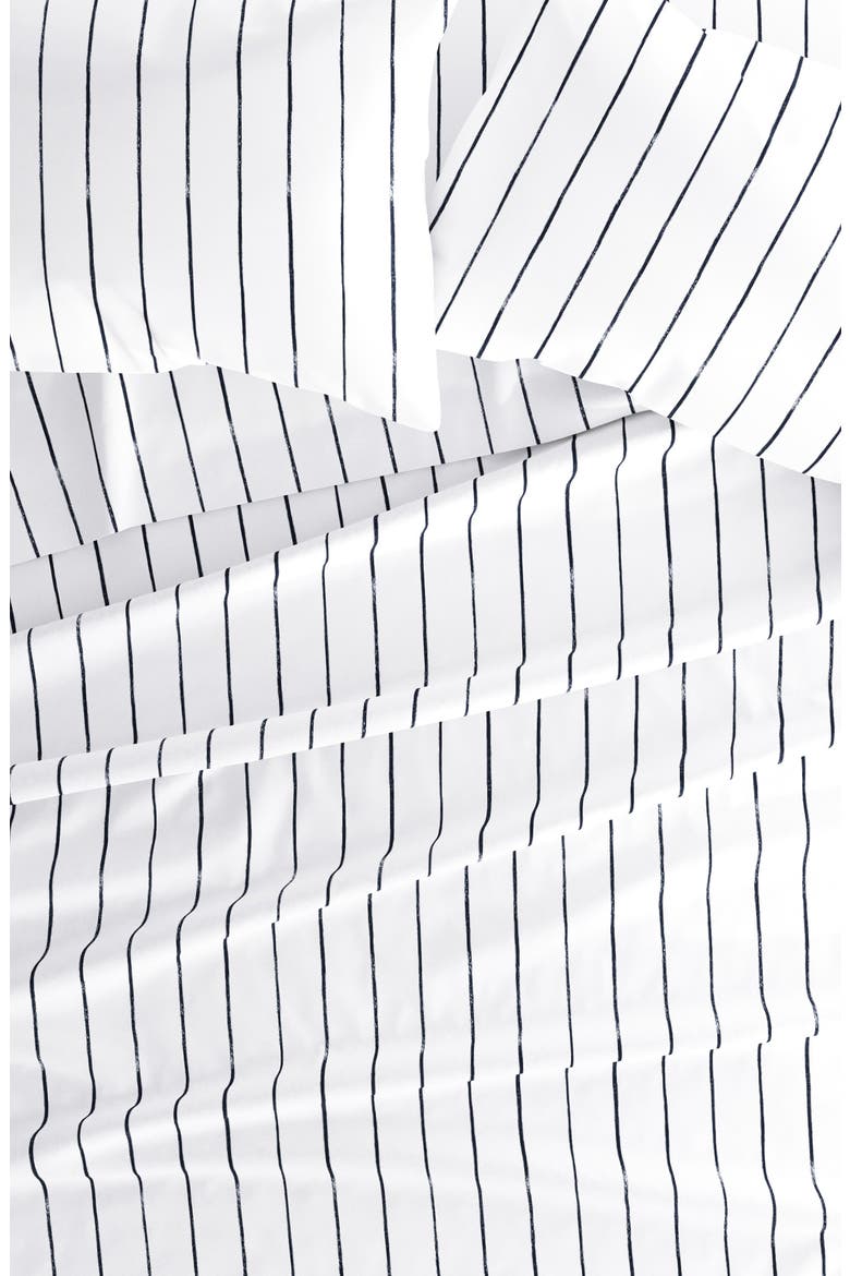 HOME SPUN Premium Ultra Soft Distressed Field Stripe Pattern 4-Piece Bed Sheets Set, Alternate, color, NAVY