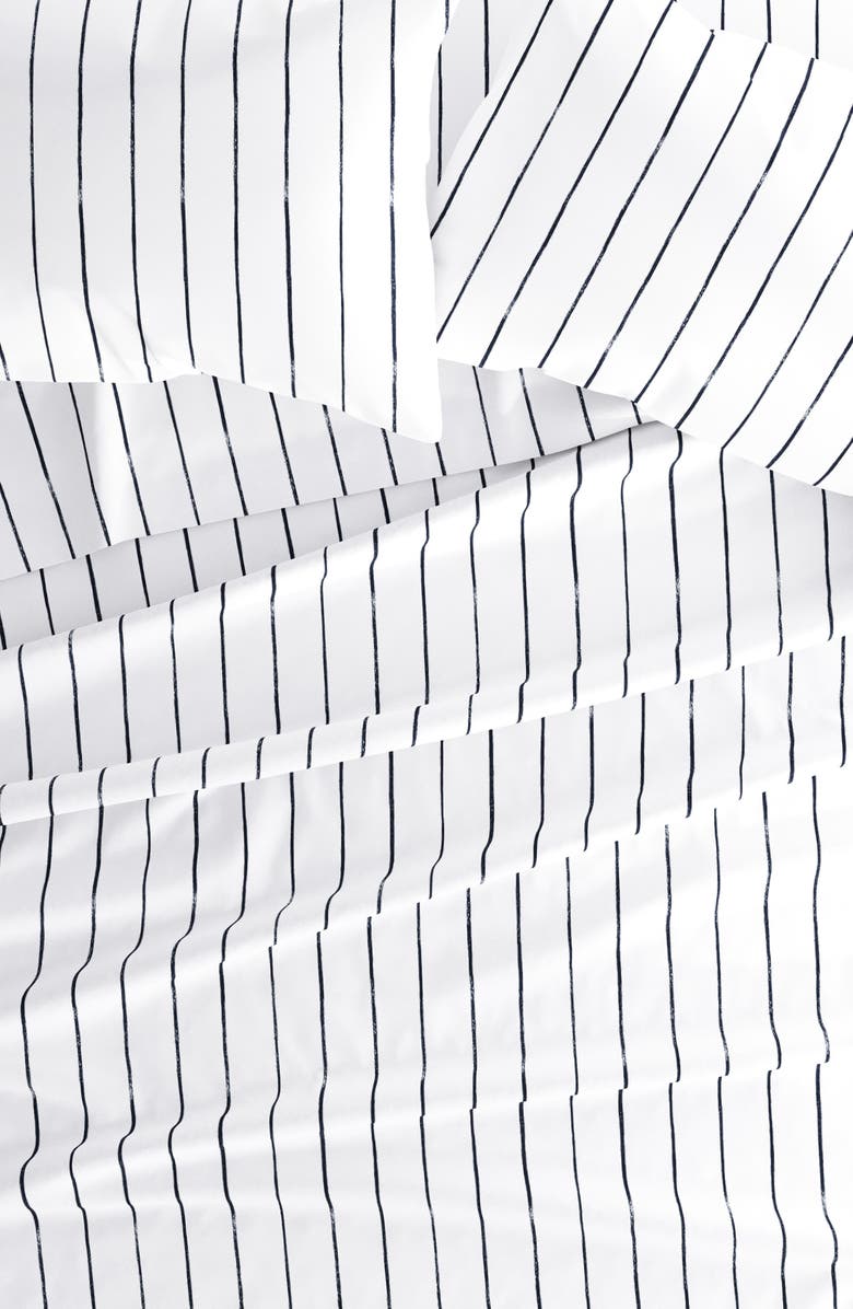 HOMESPUN HOME SPUN Premium Ultra Soft Distressed Field Stripe Pattern 4-Piece Bed Sheets Set, Alternate, color, Navy