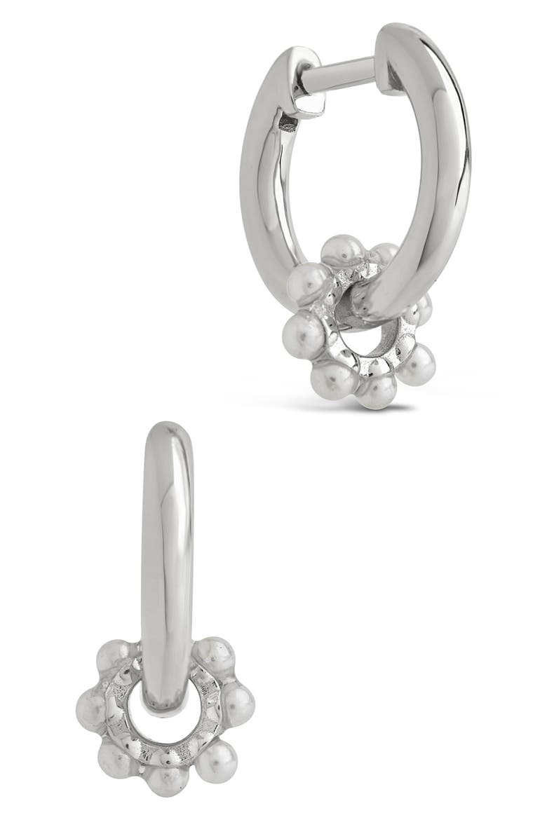 Alana Imitation Pearl Huggie Hoop Earrings, Main, color, SILVER