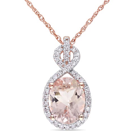 Gemstone & Diamond Infinity Halo Necklace 10K