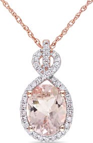 Julianna B. Gemstone & Diamond Infinity Halo Necklace 10K