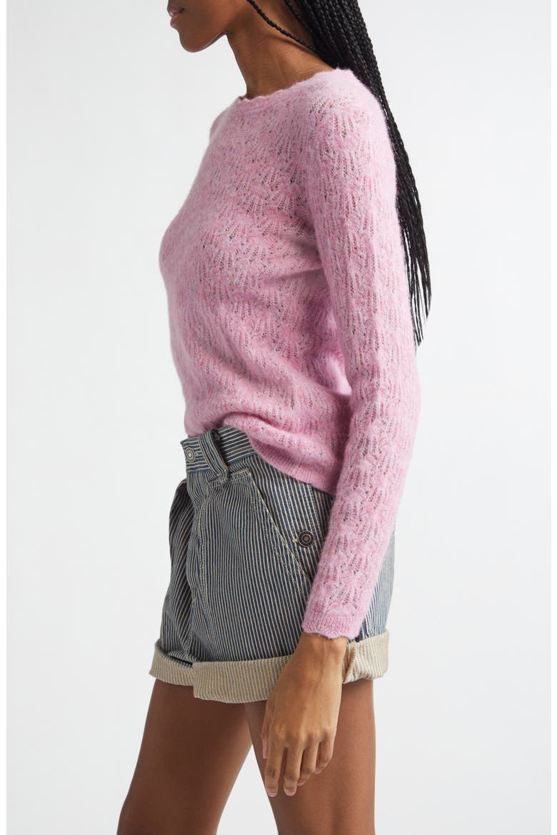 Obeline Pointelle Crewneck Sweater, Alternate, color, LIGHT PINK