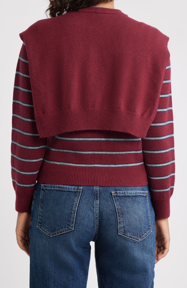 Wit & Wisdom Twofer Tie Sleeve Sweater, Alternate, color, Wine/ Grey Multi