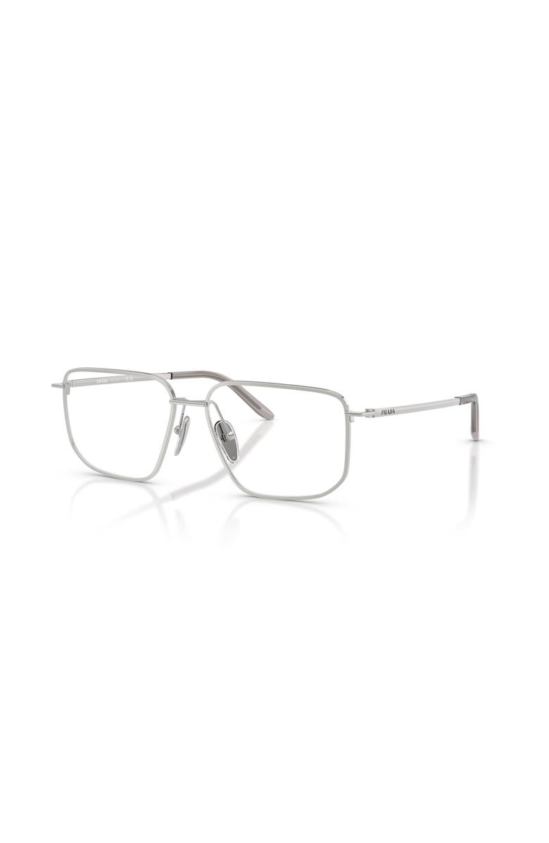 Prada 55mm Rectangle optical glasses, Main, color, Silver