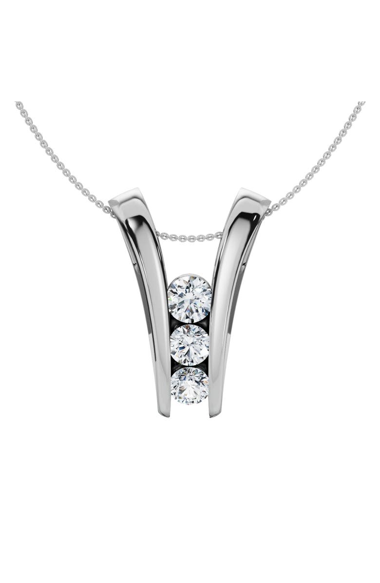 Bliss Diamond 1/2Ct Three Stone Diamond Pendant Gold Women's 18" Necklace Lab Grown, Main, color, White Gold