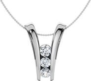 Bliss Diamond 1/2Ct Three Stone Diamond Pendant Gold Women's 18" Necklace Lab Grown