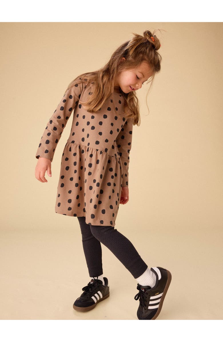 Tea Collection Long Sleeve Skirted Dress, Alternate, color, Leopard Dots
