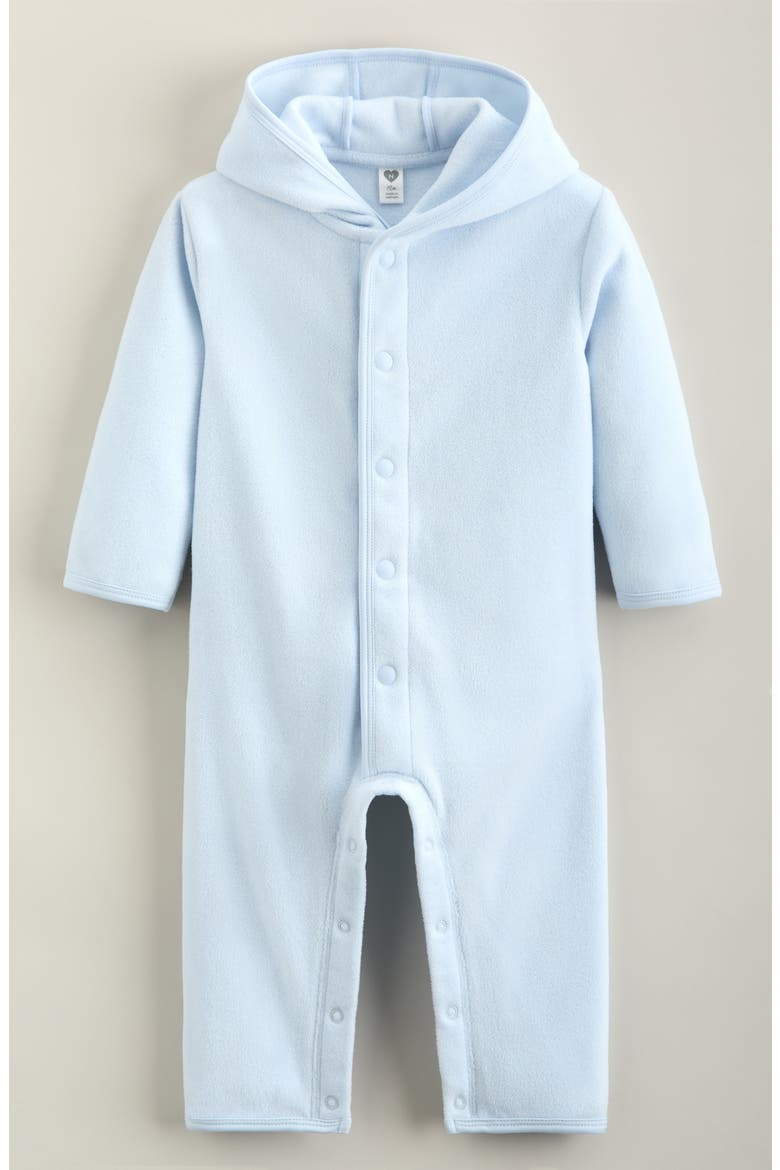 Fleece Hooded Romper, Main, color, BLUE AIR
