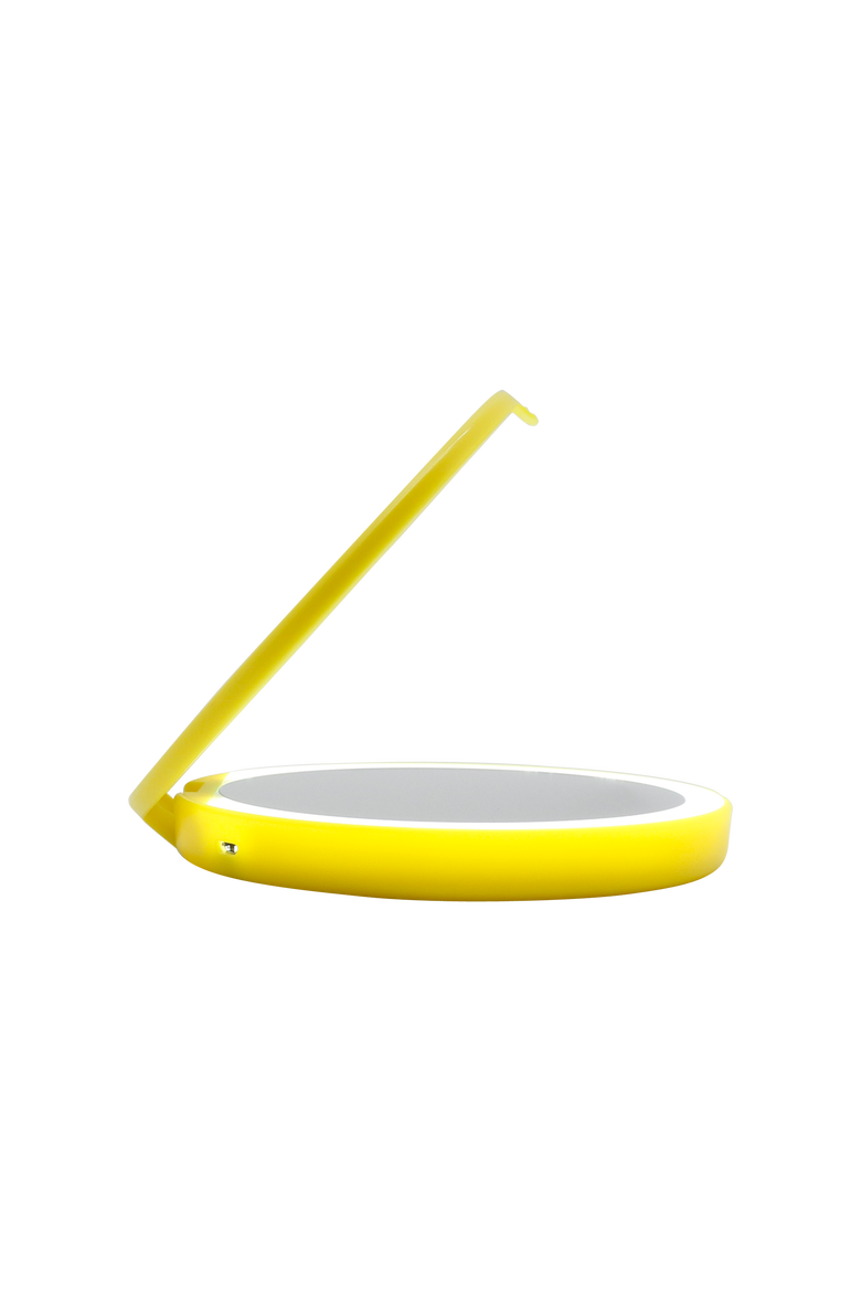 Belle Compact Mirror with LED and Wireless Charging Base, Alternate, color, Yellow