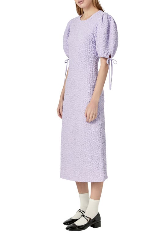 ENGLISH FACTORY ENGLISH FACTORY TEXTURED PUFF SLEEVE MIDI DRESS