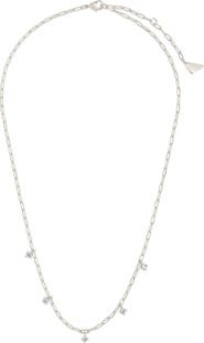 Sterling Forever Iskra Cubic Zirconia Charm Paperclip Chain Necklace