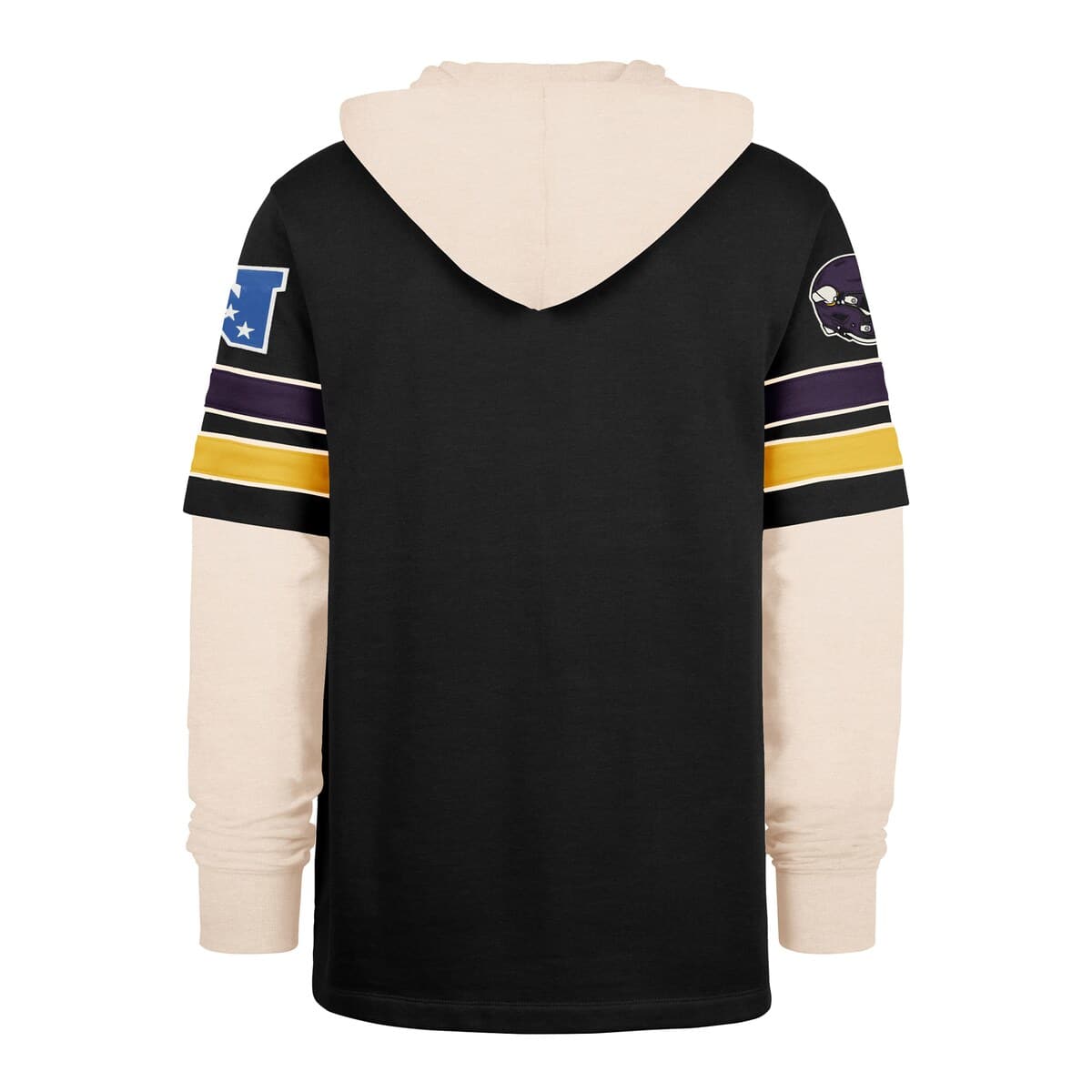 Men's '47 Black Minnesota Vikings Split Zone Cornerback Duo Hoodie