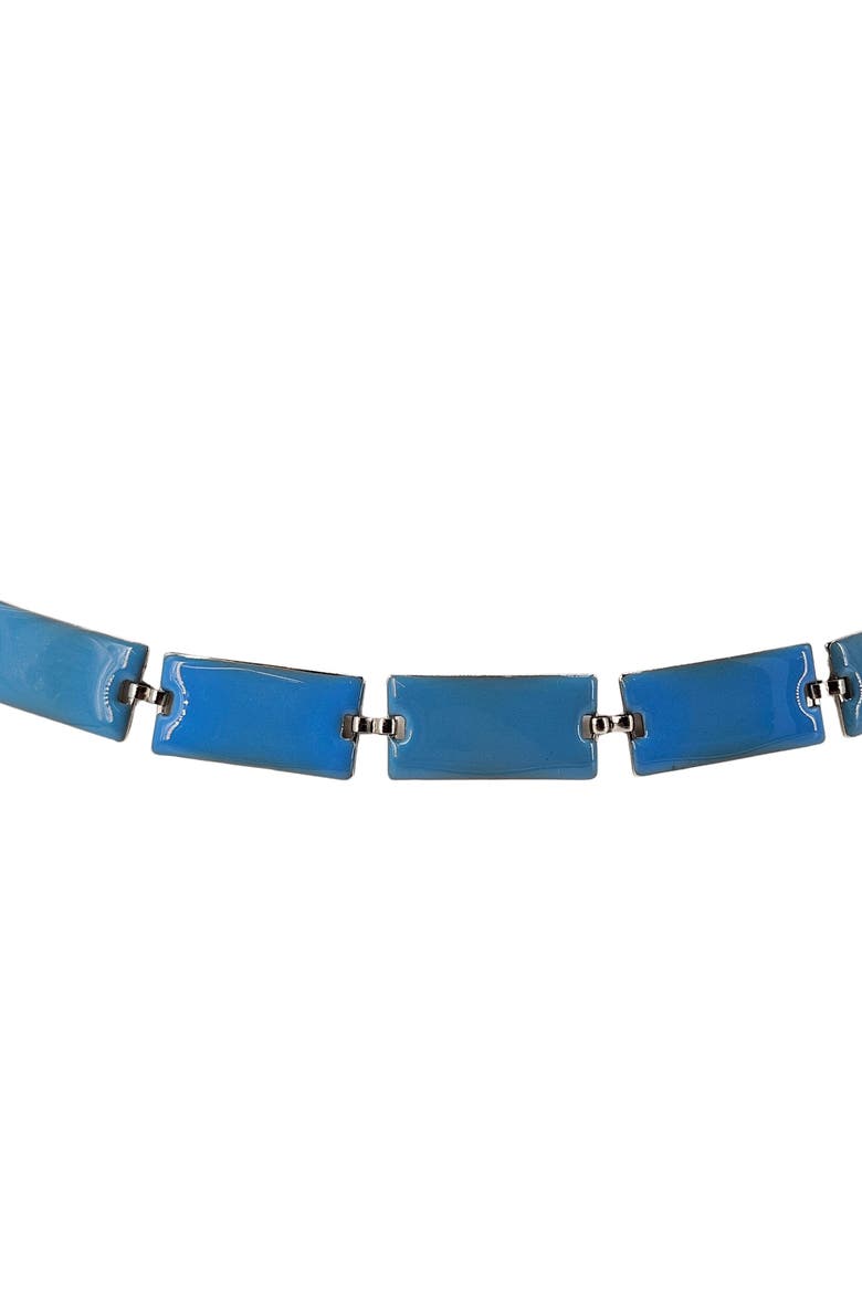 Vintage 1960s70s Blue Enamel Chain Belt, Alternate, color, Gold