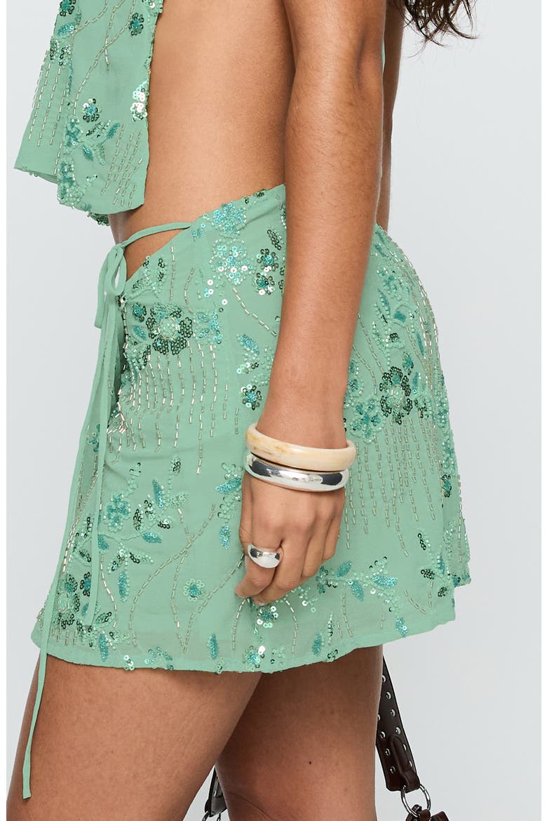 What A Coincidence Beaded Miniskirt, Alternate, color, TEAL