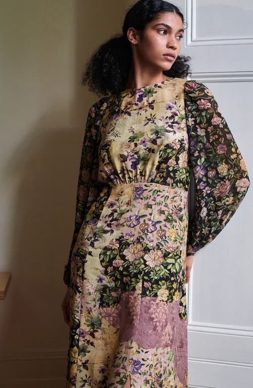 Next Floral Long Sleeve Maxi Dress In Blue