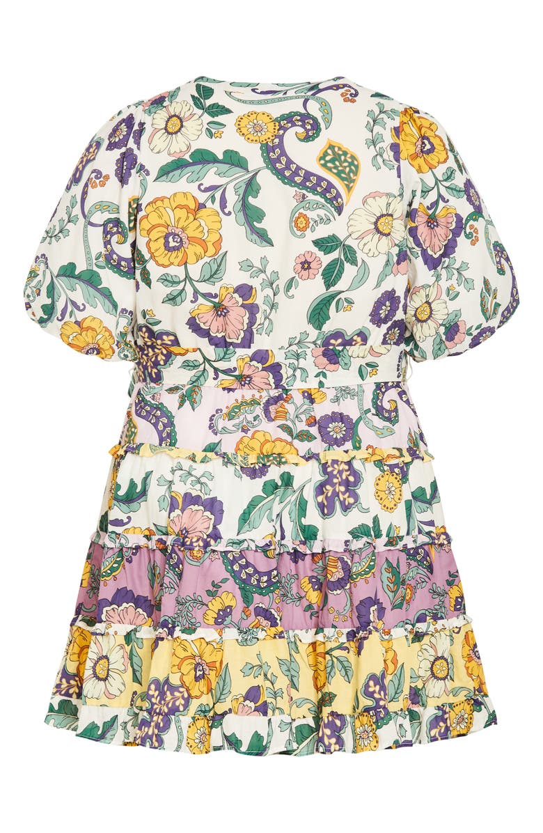 City Chic Leona Tie Waist Cotton Dress, Alternate, color, Jacaranda Purple