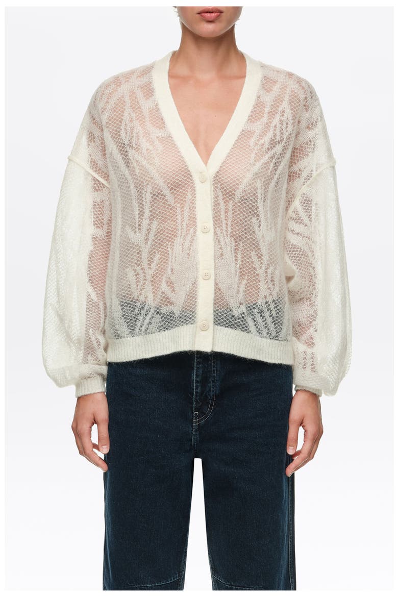 Mohair Openwork Cardigan, Main, color, IVORY