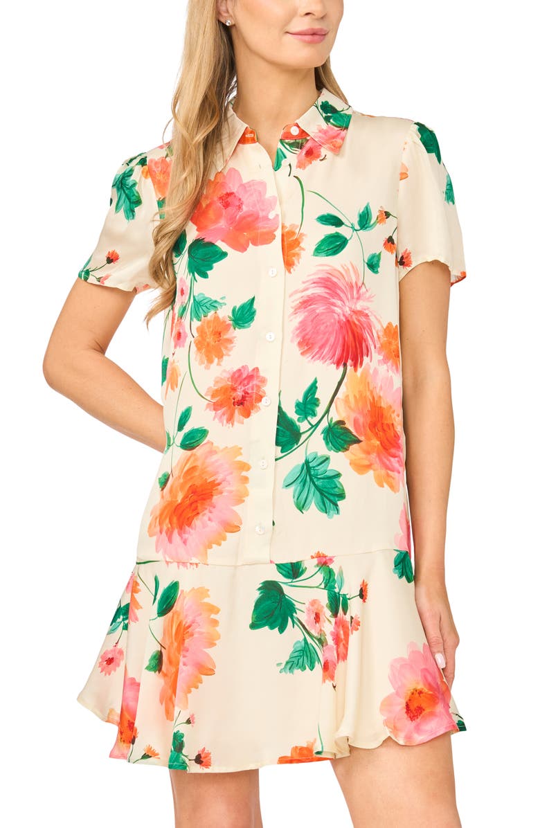 Ted Baker Ellie Ruffle Hem Dress, Alternate, color, Antique White