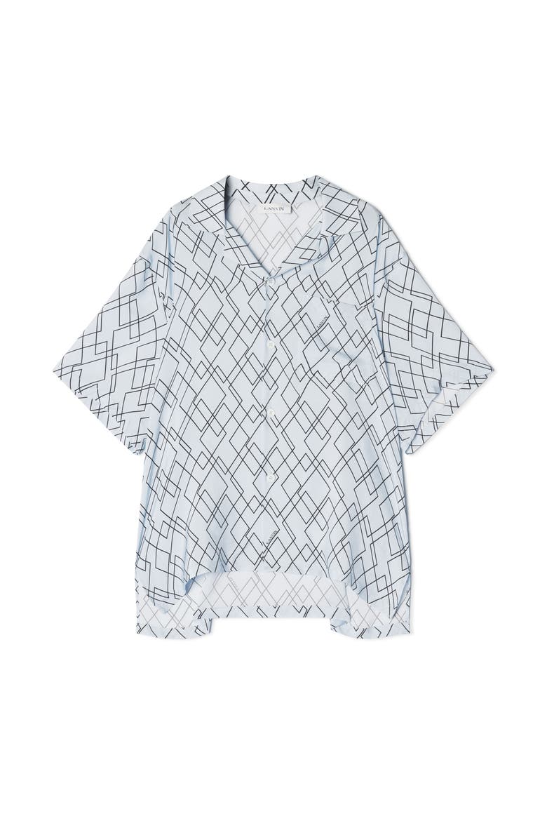 Printed Flowy Shirt, Alternate, color, Blue