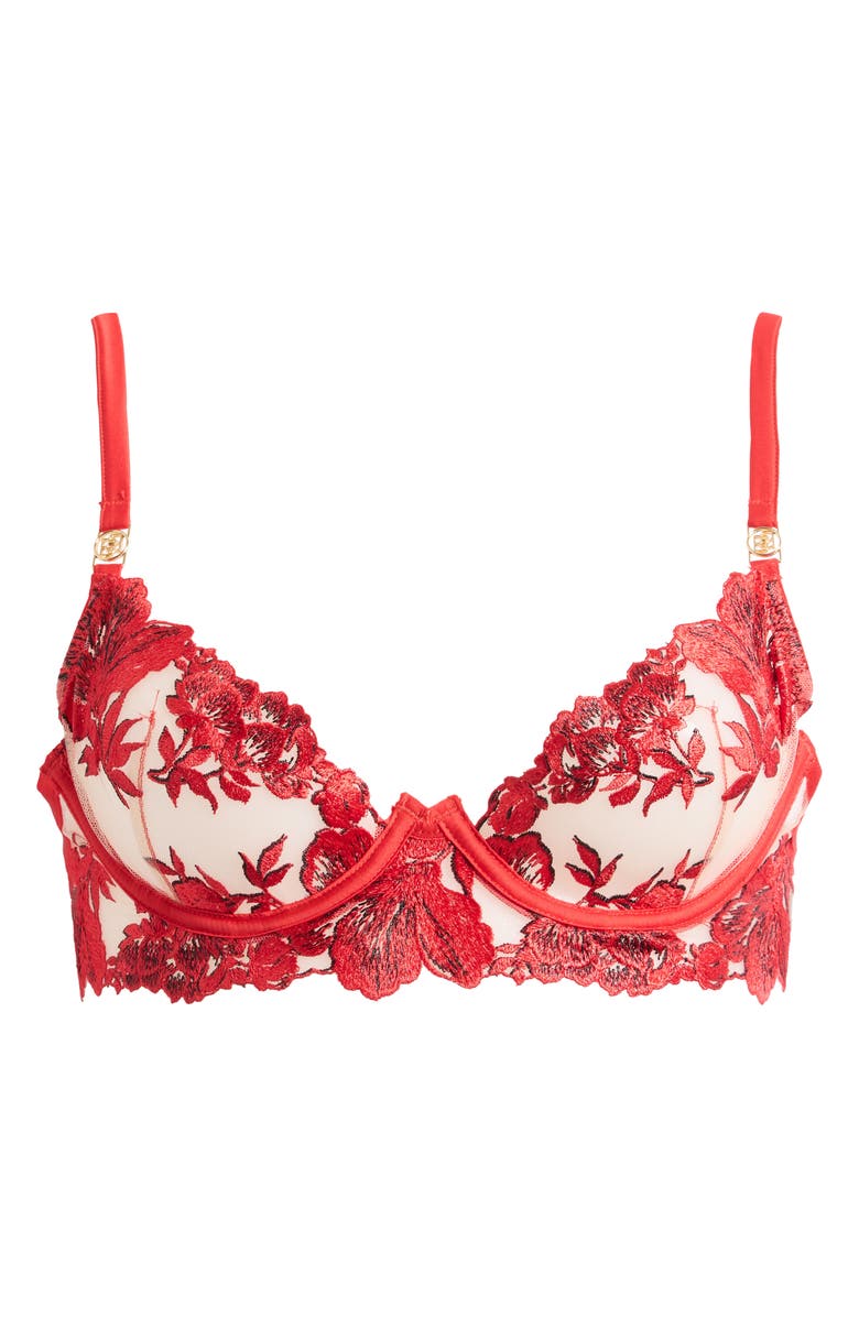 Bluebella Lavanya Embroidered Underwire Bra, Alternate, color, Red/ Black/ Sheer