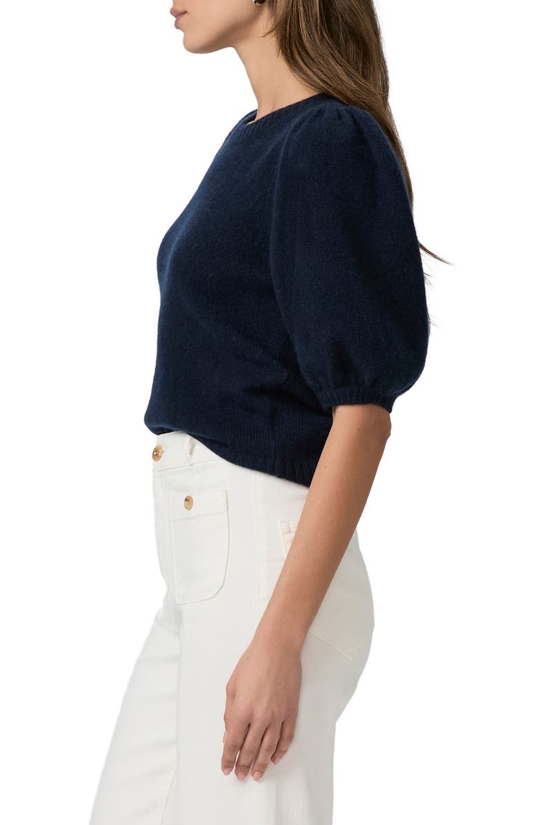 PAIGE Lucerne Puff Sleeve Cashmere Blend Top, Alternate, color, Deep Navy