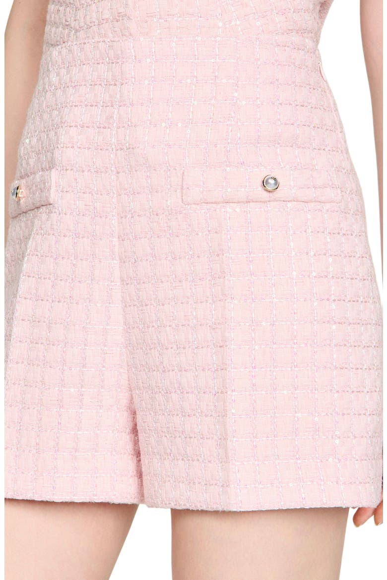 Sequin check tweed shorts, Alternate, color, Pink