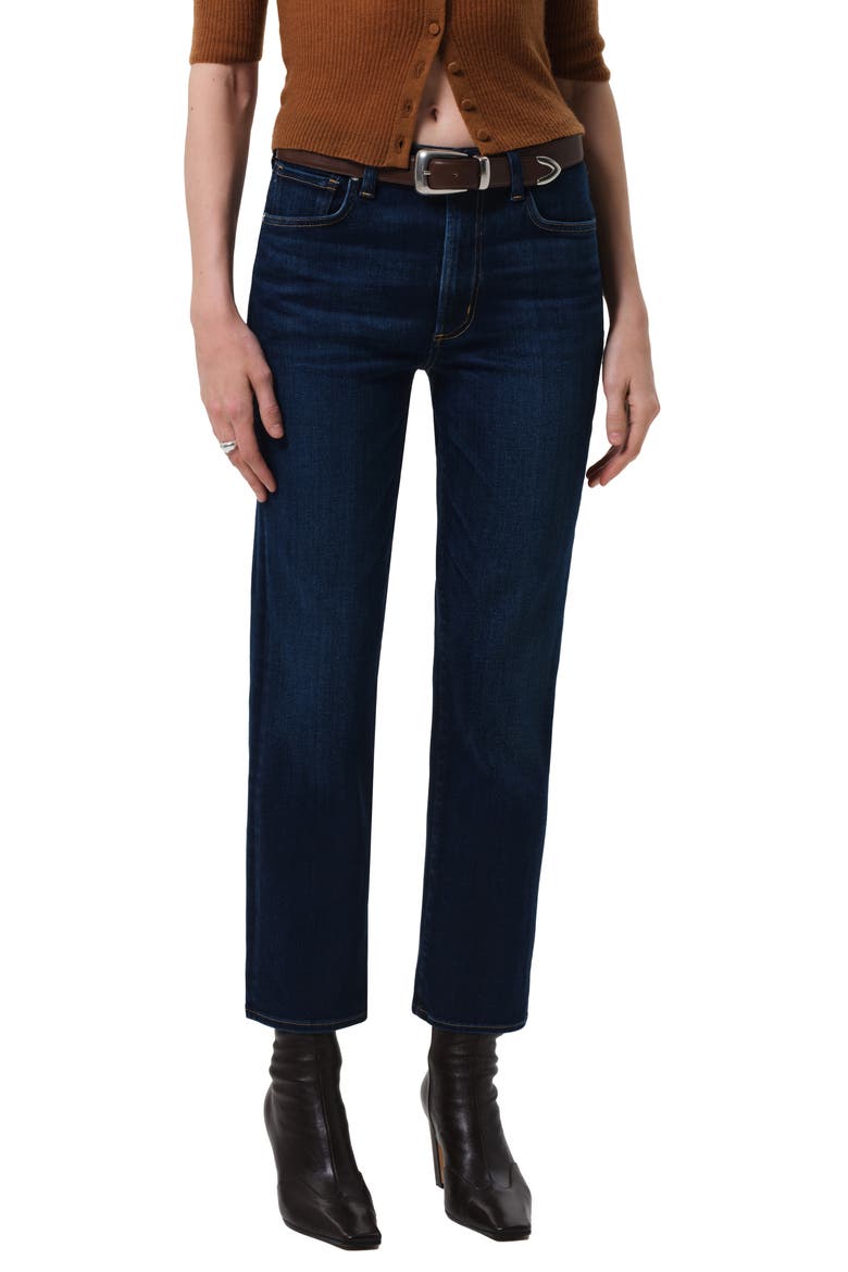 Caia High Waist Ankle Straight Leg Jeans, Main, color, DAKOTA MEDIUM INDIGO