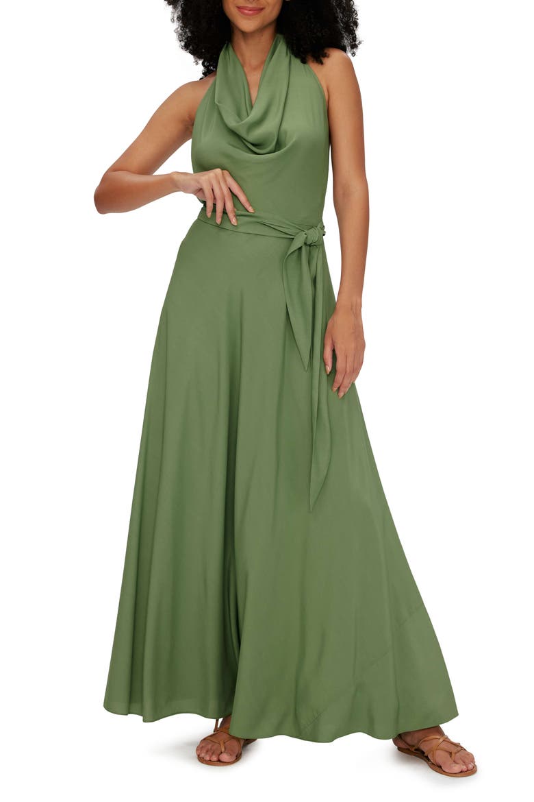 McKibbin Halter Neck Maxi Dress, Main, color, MILITARY GREEN