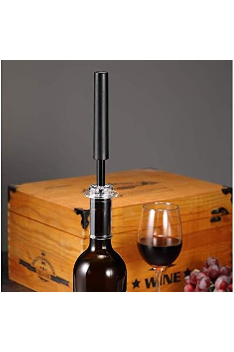 Air Pump Wine Bottle Opener With Foil Cutter Vacuum Stopper and Aerator Pourer, Alternate, color, Black
