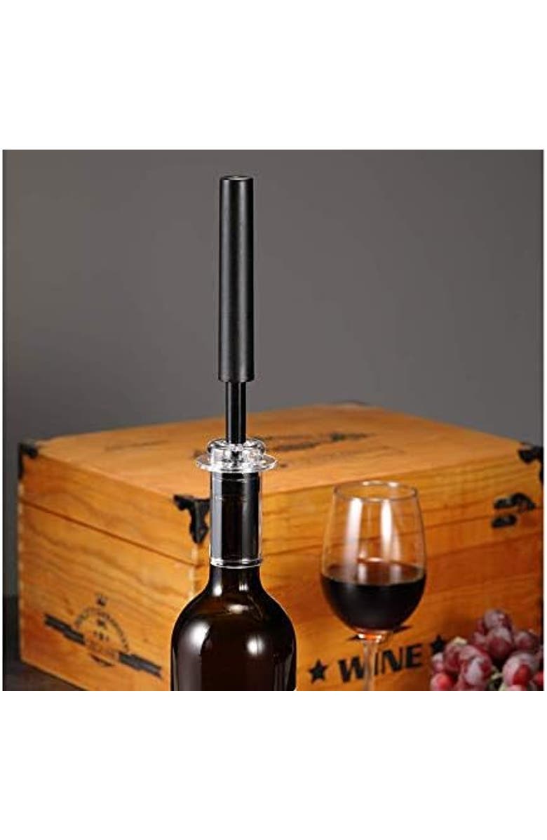 Brentwood Air Pump Wine Bottle Opener With Foil Cutter Vacuum Stopper and Aerator Pourer, Alternate, color, Black