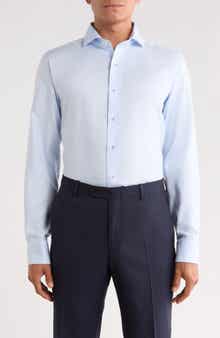 Trim Fit Textured Solid Cotton Dress Shirt