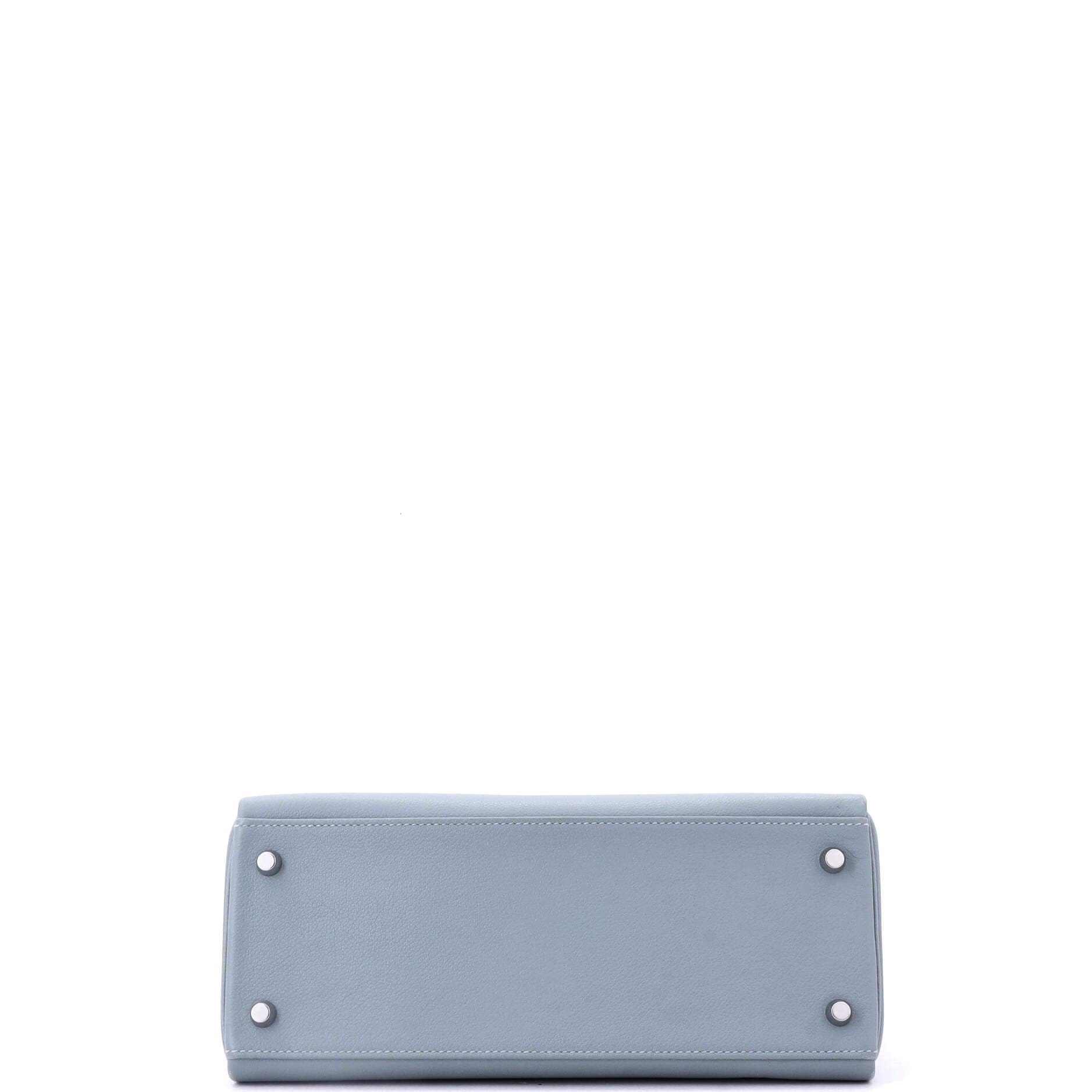 Pre-Owned Hermes Kelly Handbag Blue Evercolor with Pallladium Hardware 28, Alternate, color, 