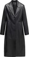 MANGO Peak Lapel Leather Coat