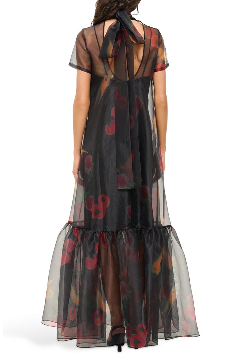 Calluna Floral Sheer Maxi Dress, Alternate, color, FARMERS MARKET BLACK