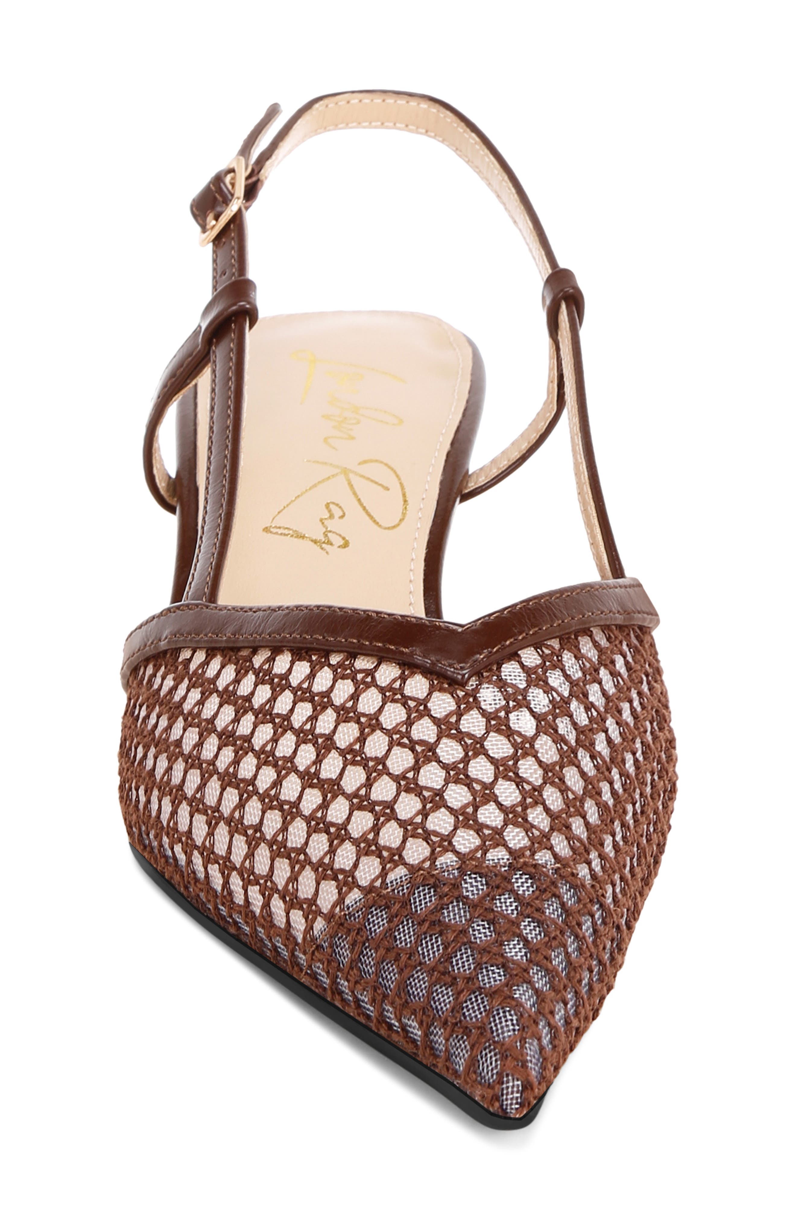 Minelli Faux Leather Slingback Sandal, Alternate, color, BROWN