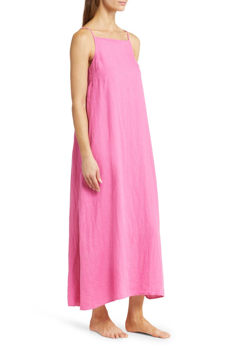 Print Square Neck Nightgown, Alternate, color, PLAIN LINEN CERISE