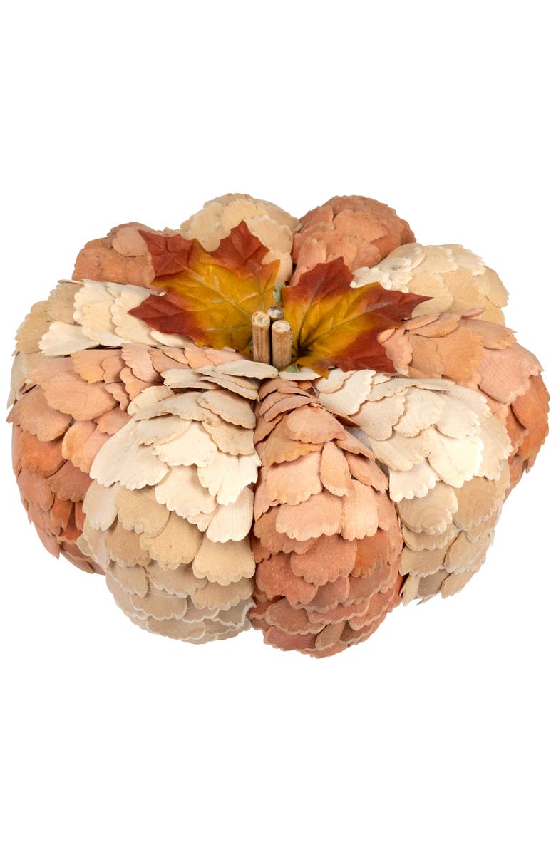 Northlight Layered Wood Petals Fall Harvest Pumpkin - 10", Alternate, color, Orange