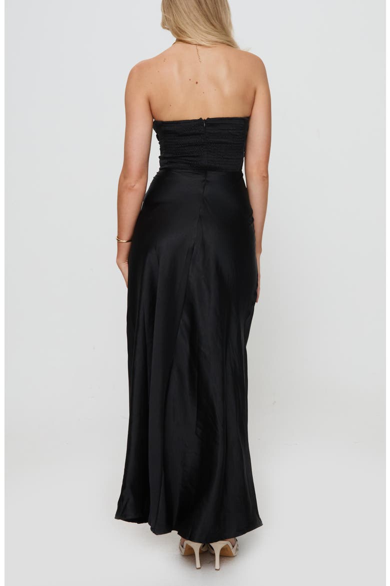 Ahna Cutout Detail Strapless Maxi Dress, Alternate, color, BLACK