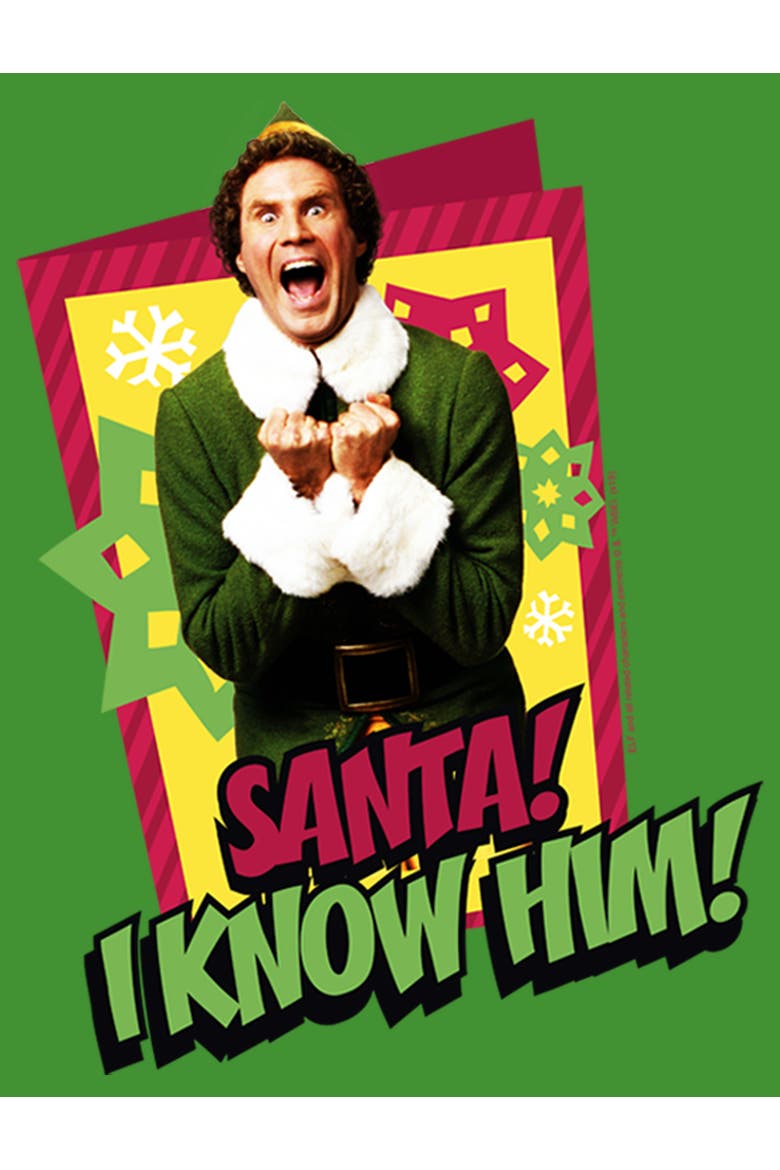Boy's Elf Santa I Know Him Quote  Graphic T-Shirt, Alternate, color, Kelly Green