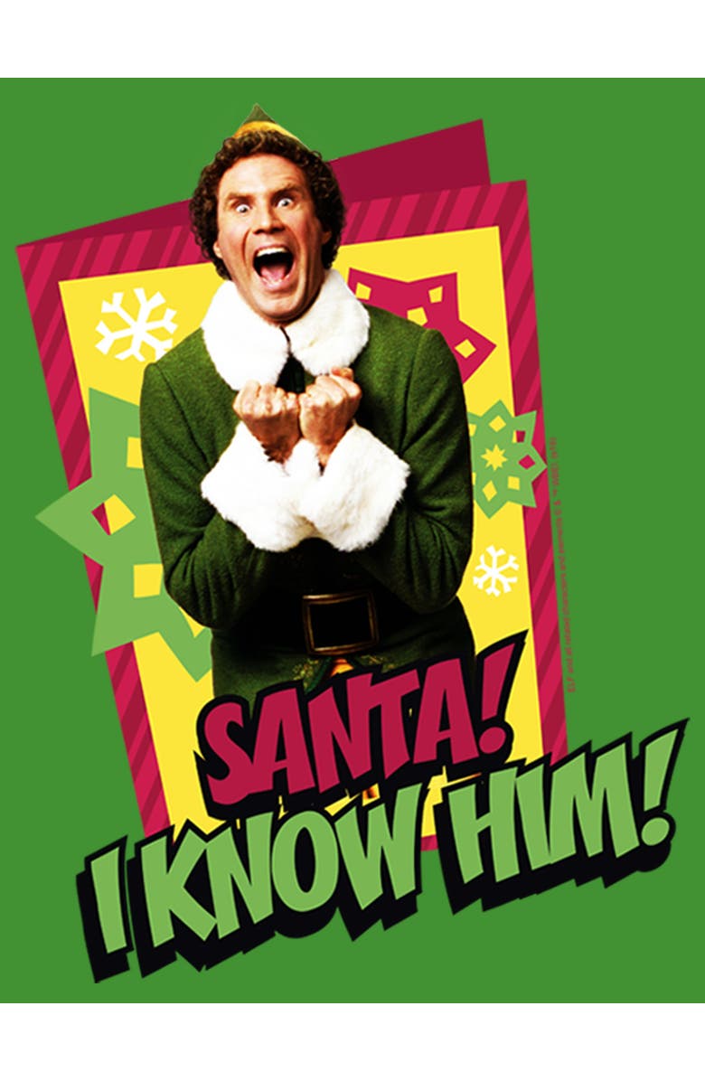 Elf Boy's Elf Santa I Know Him Quote Graphic T-Shirt, Alternate, color, Kelly Green