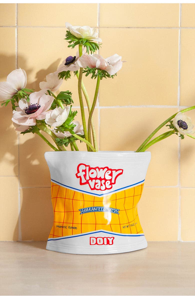 doiy Chips Bag Ceramic Vase, Alternate, color, Yellow