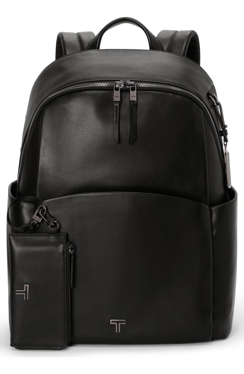 TUMI Raina Large Leather Backpack, Alternate, color, Black/ Gunmetal