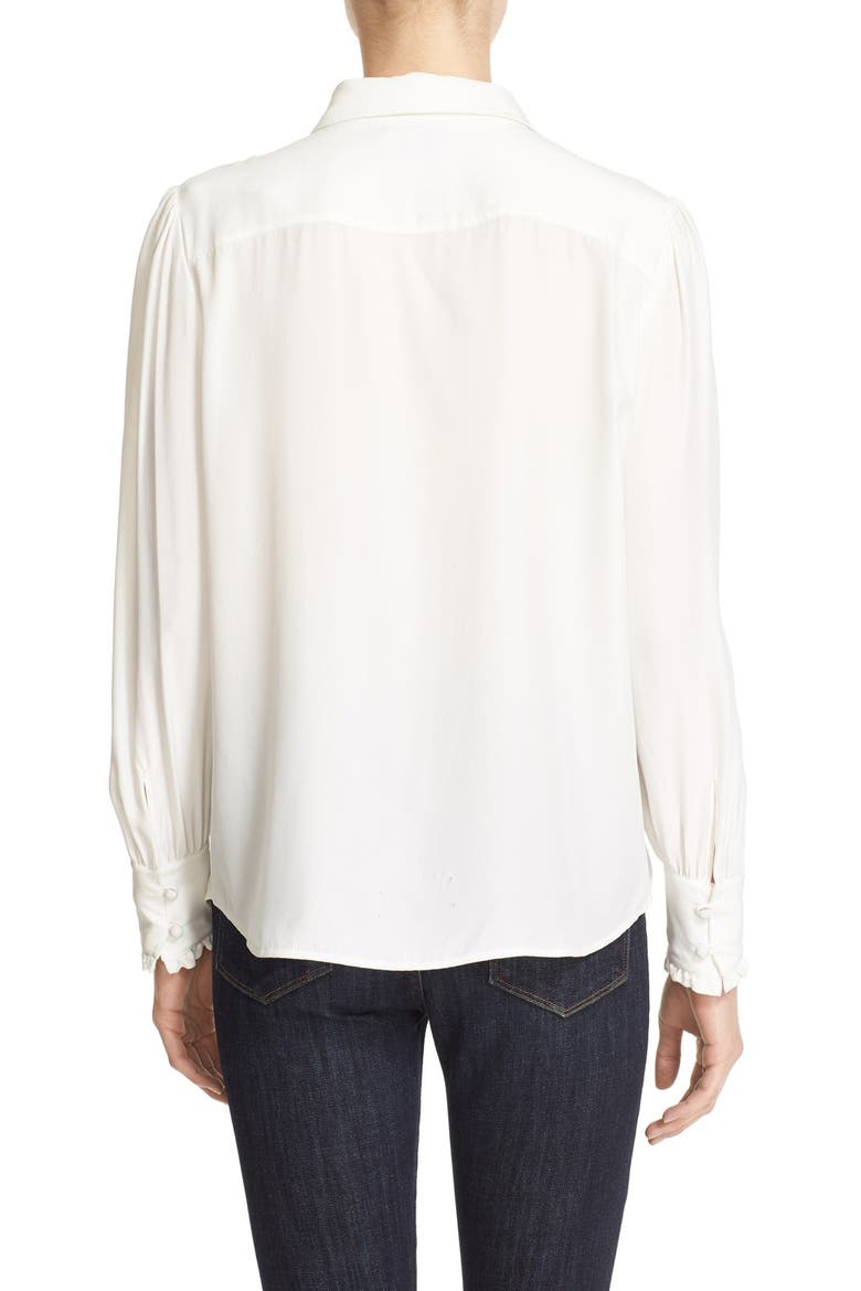 Long Sleeve Silk Blouse, Alternate, color, BLANC