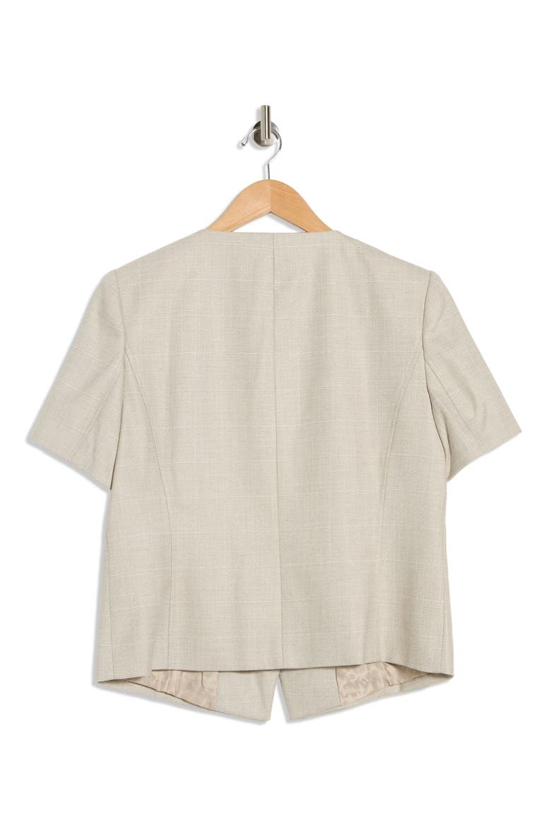Windowpane Short Sleeve Mélange Jacket, Alternate, color, PEBBLE/ WHITE COMBO