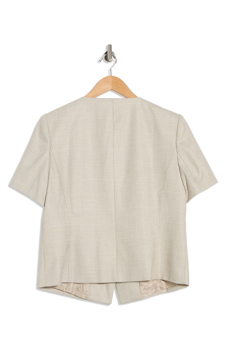 DKNY Windowpane Short Sleeve Mélange Jacket, Alternate, color, Pebble/ White Combo