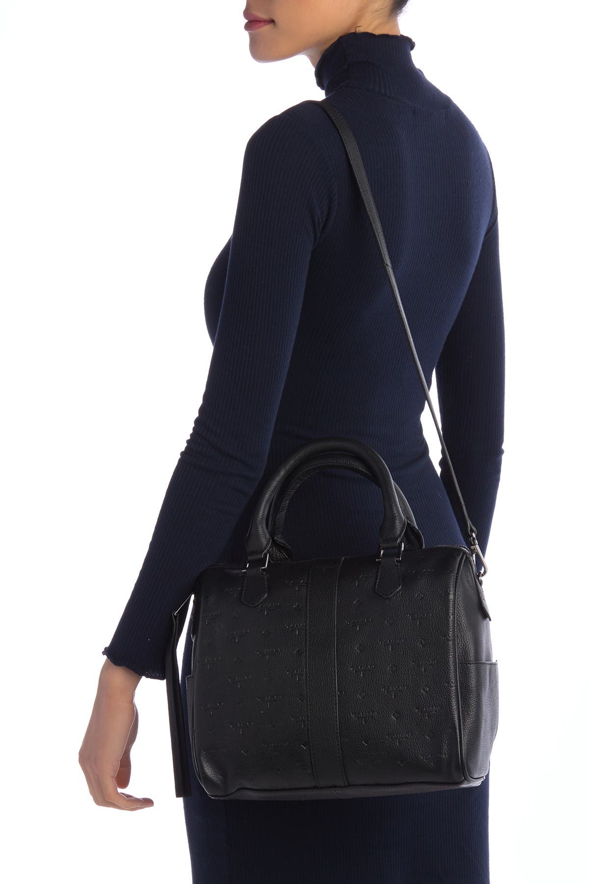 T Tahari Logo Leather Satchel, Main, color, 