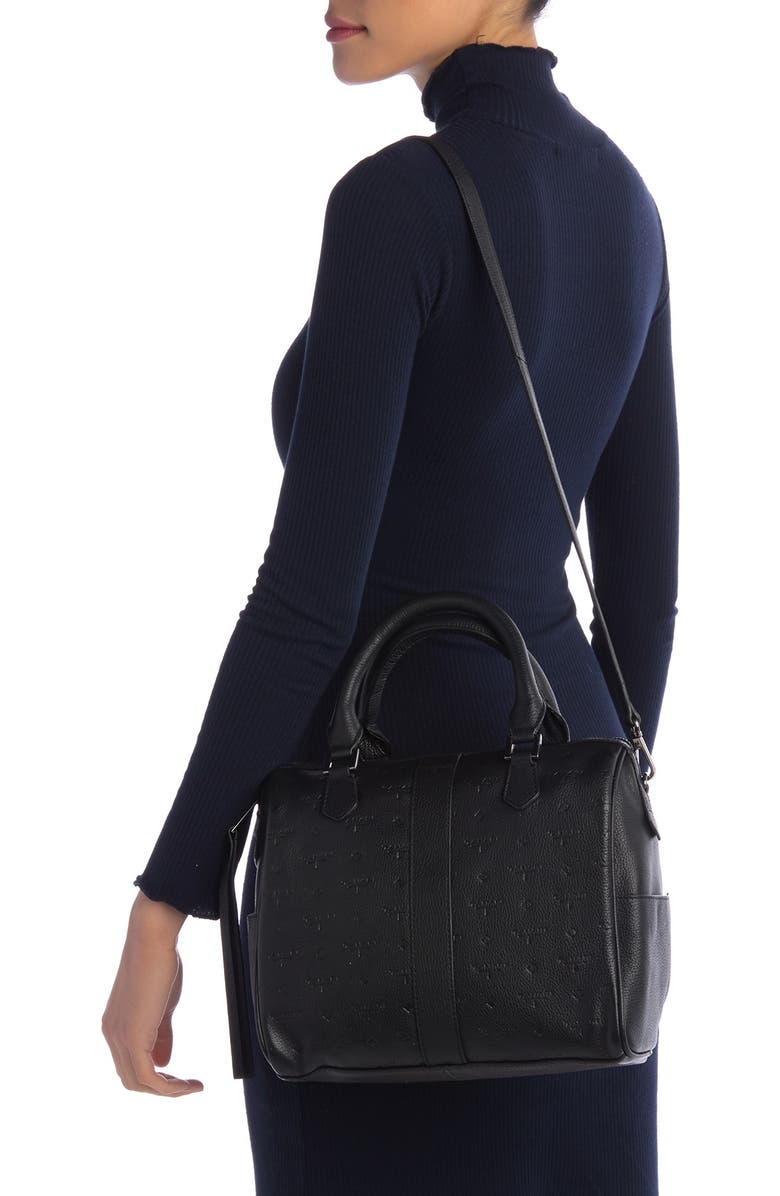 T Tahari Logo Leather Satchel, Main, color,