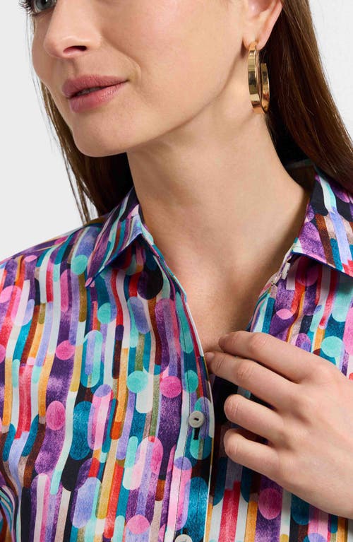 Foxcroft Margie Prism Print Long Sleeve Button-up Shirt In Multi