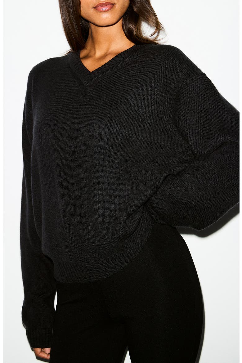 Oversize V-Neck Sweater, Alternate, color, ONYX